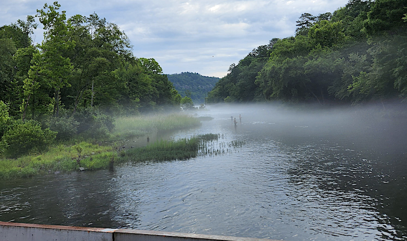 The mist across Broken Bow Lake in Beavers Bend State Park. 